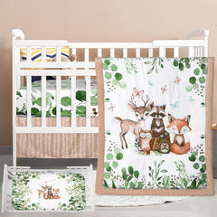 Hahafelt safari animals crib quilt close-up shows soft breathable fabric for baby comfort