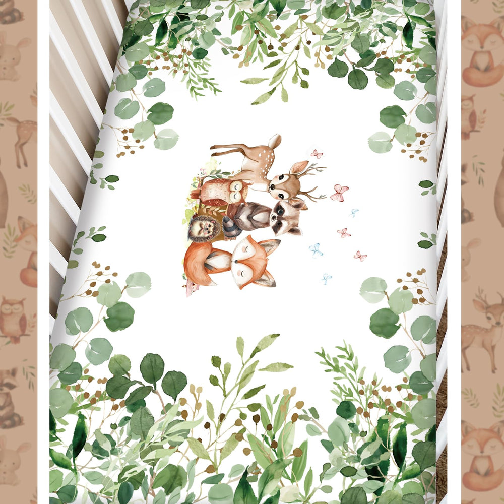 Hahafelt safari animals crib skirt close-up shows clean finish and 14 inch drop