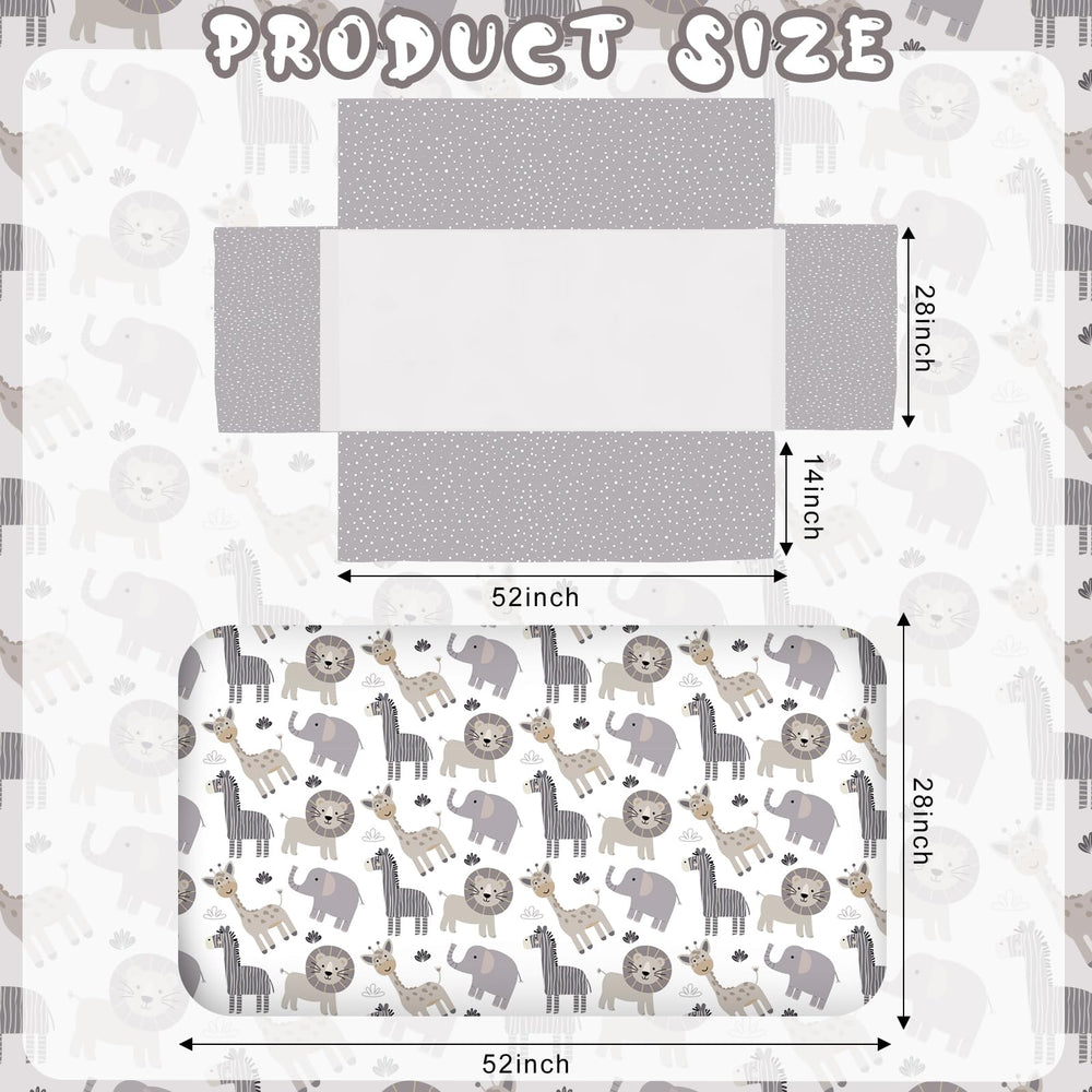 Hahafelt safari-crib-skirt adds fabric detail to balance the neutral nursery