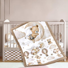Hahafelt Teddy Bear crib quilt close-up for baby-soft comfort