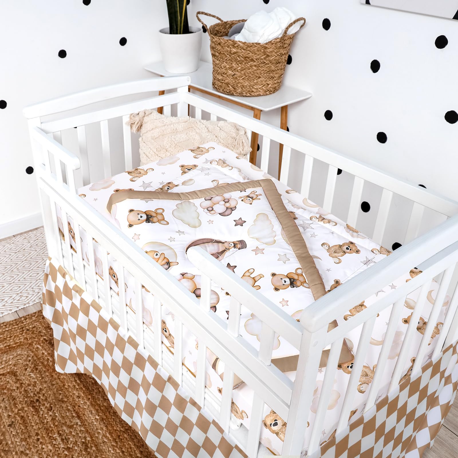 Hahafelt Teddy Bear nursery scene in brown tones for versatile decor