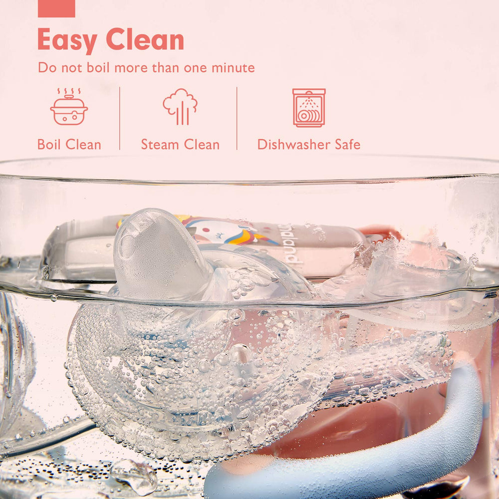 Hahaland sippy cup with oz-ml scale aids portion tracking.
