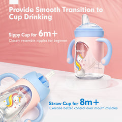 Hahaland sippy cup weighted-straw for 8+ months and versatile drinking.