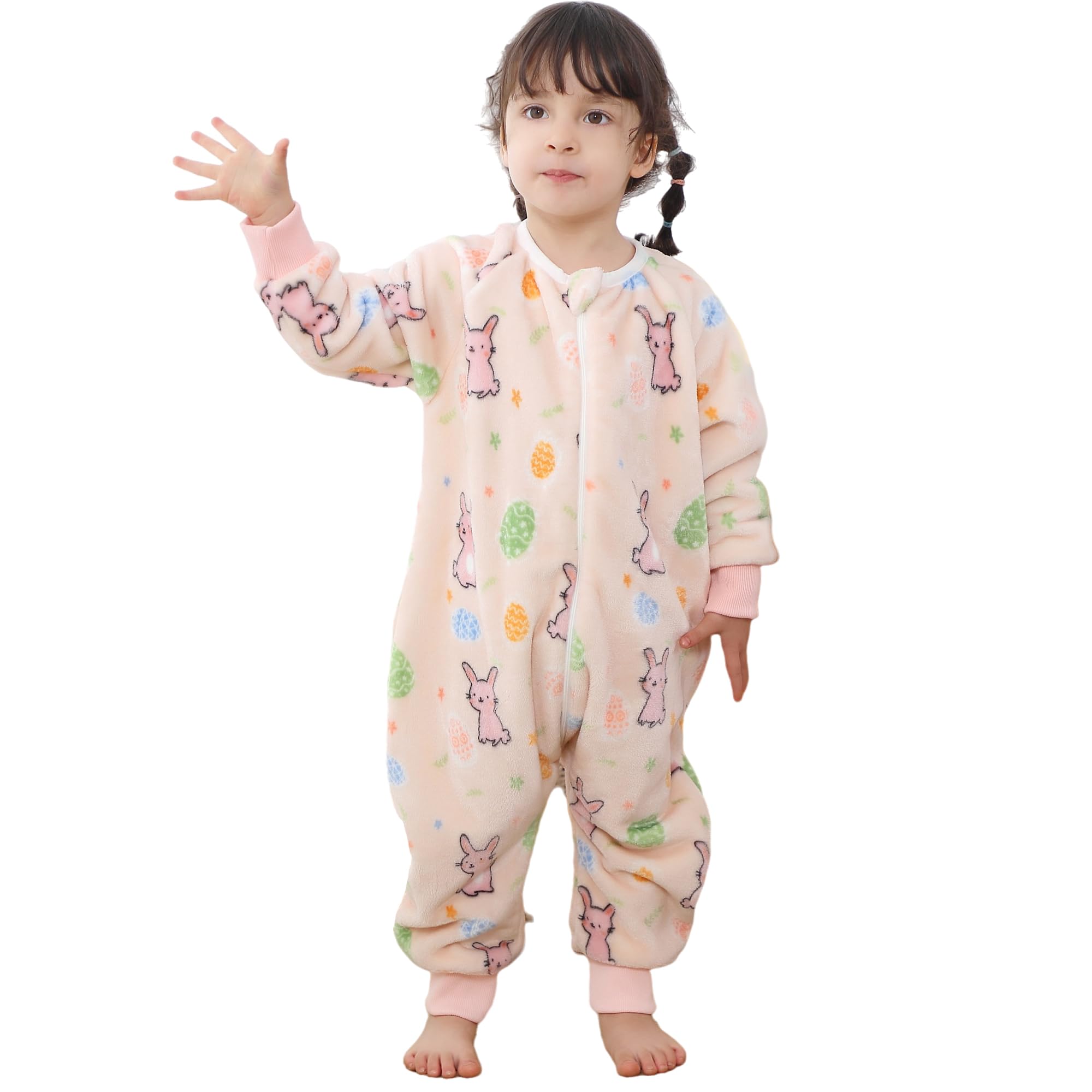 HAHASHOW baby winter sleeping sack with feet in pale pink provides cozy warmth for bedtime routines.