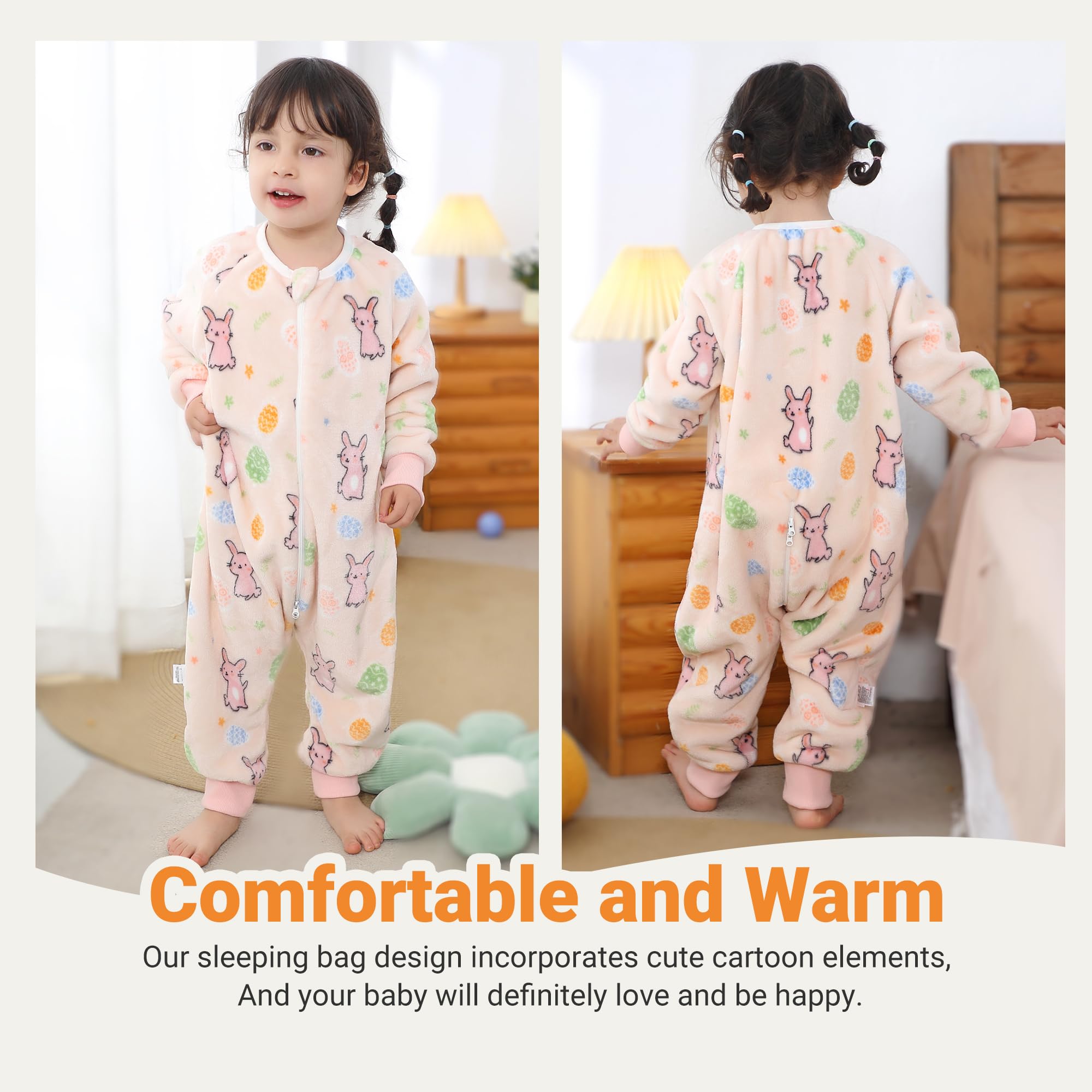 HAHASHOW unisex sleepsack with long sleeves supports movement while staying warm.