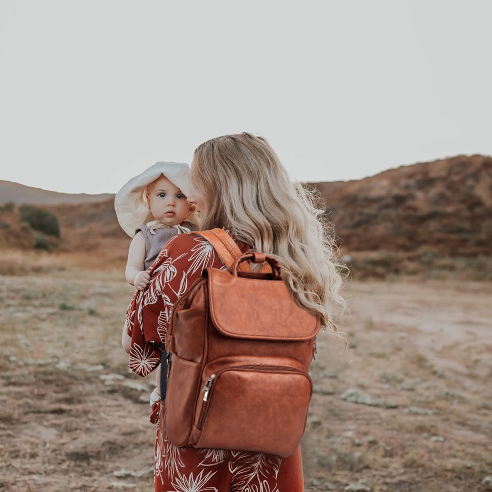 HAHASOLE diaper bag interior pockets keep baby essentials neatly organized.