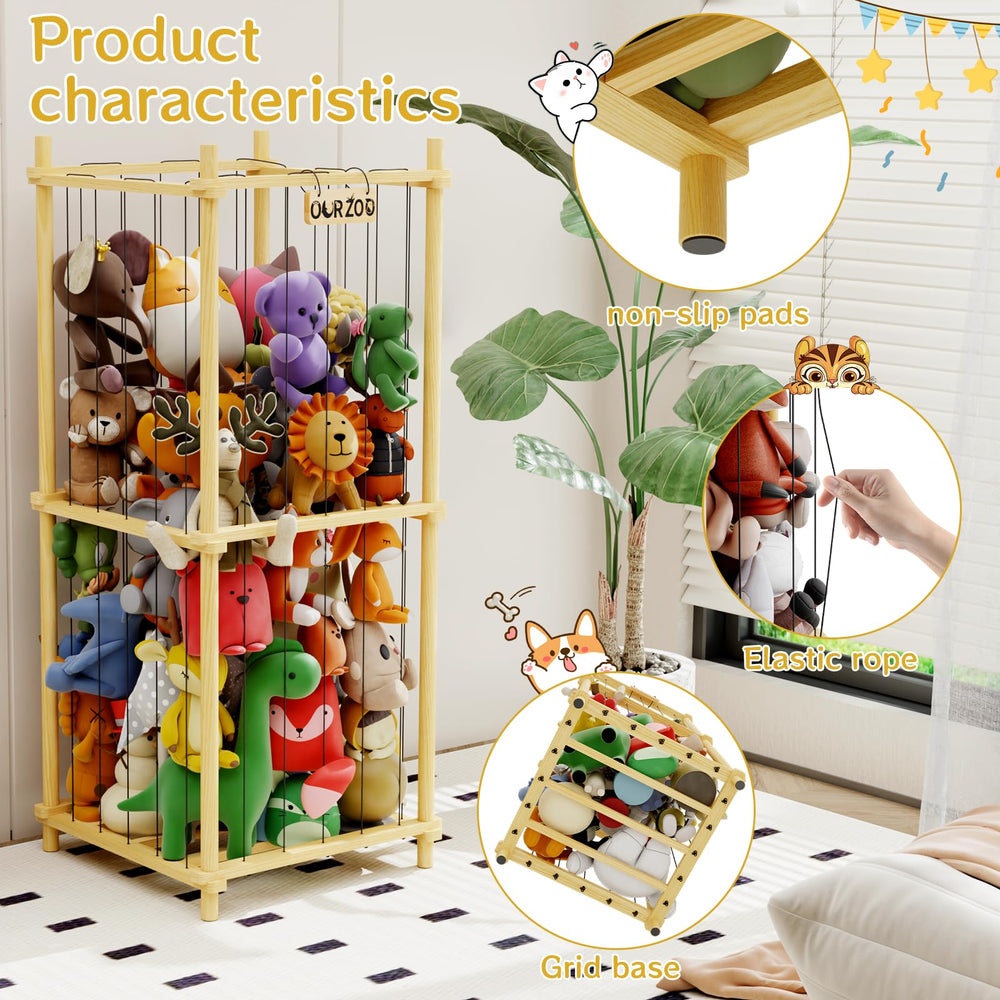 HAIDAIYA elastic rope access stuffed animals highlights quick-access display and organization