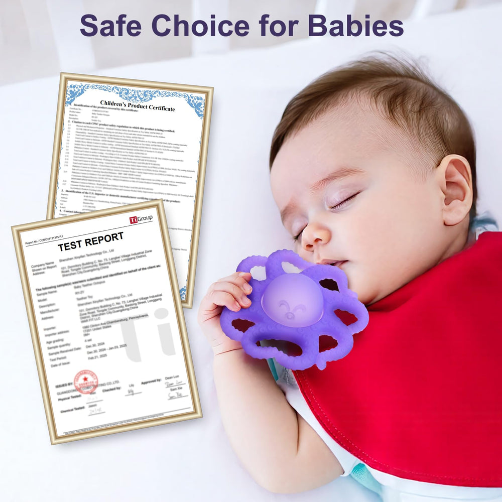 Haili XMGQ baby teether held by small hands for easy-grip play