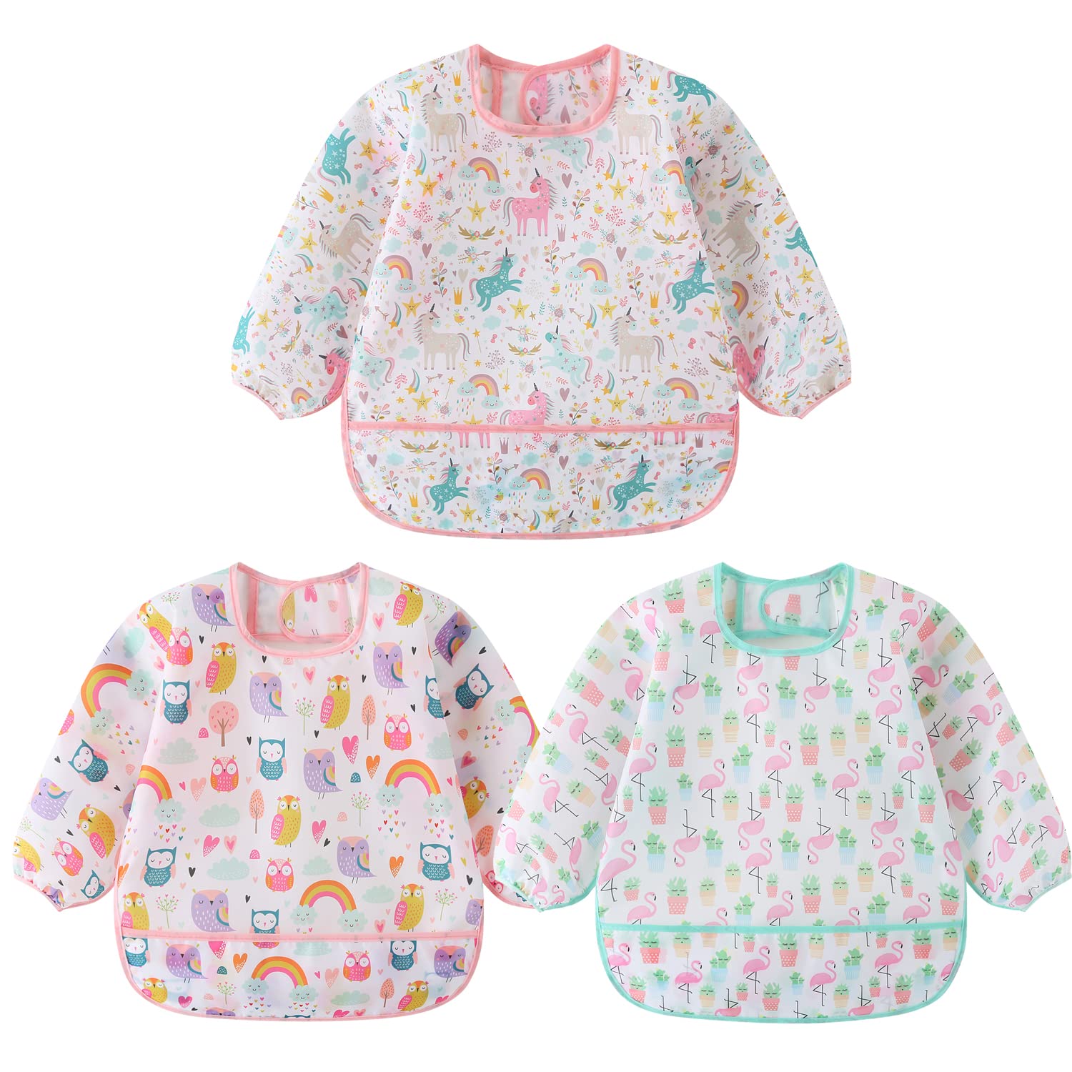 HaimoBurg waterproof long-sleeve bib protects outfits during meals