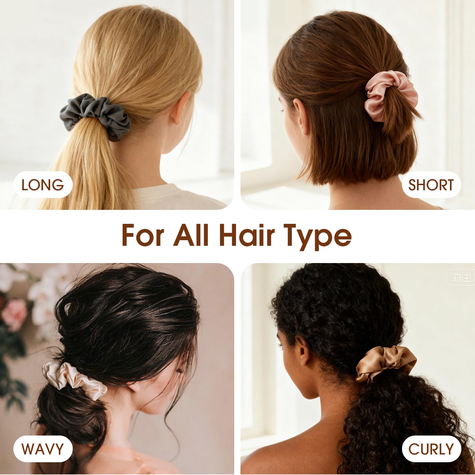 Hair Ties soft scrunchies comfort fit: balanced tension to prevent headaches.