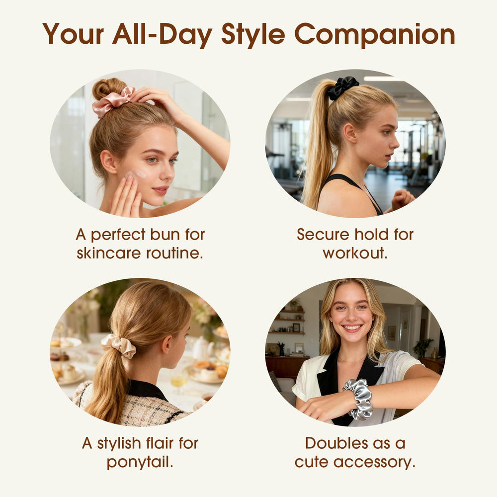 Hair Ties soft scrunchies compact size: wrap around hair multiple times for versatile styles.