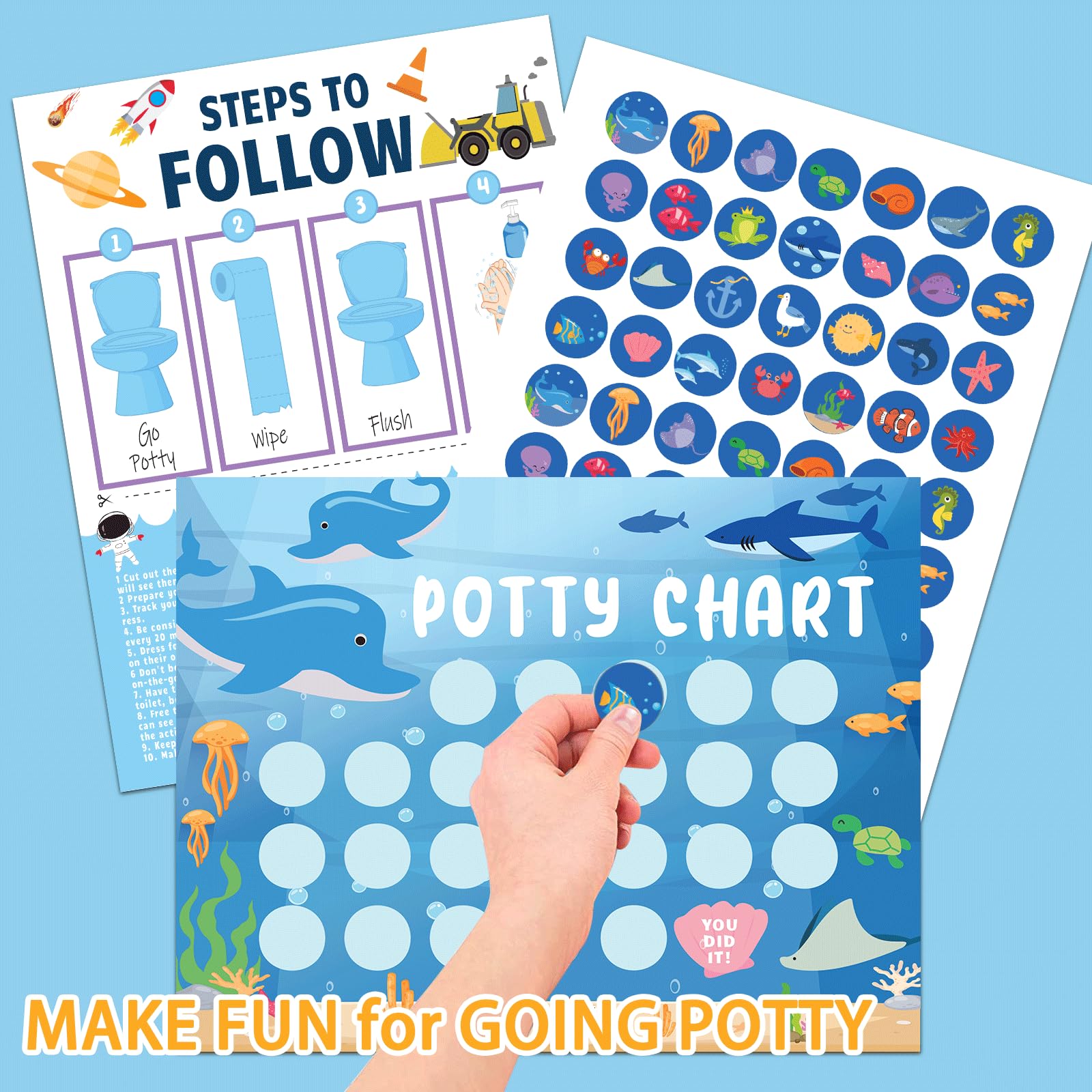 HAJOROM potty chart mermaid poster encourages consistency with colorful rewards