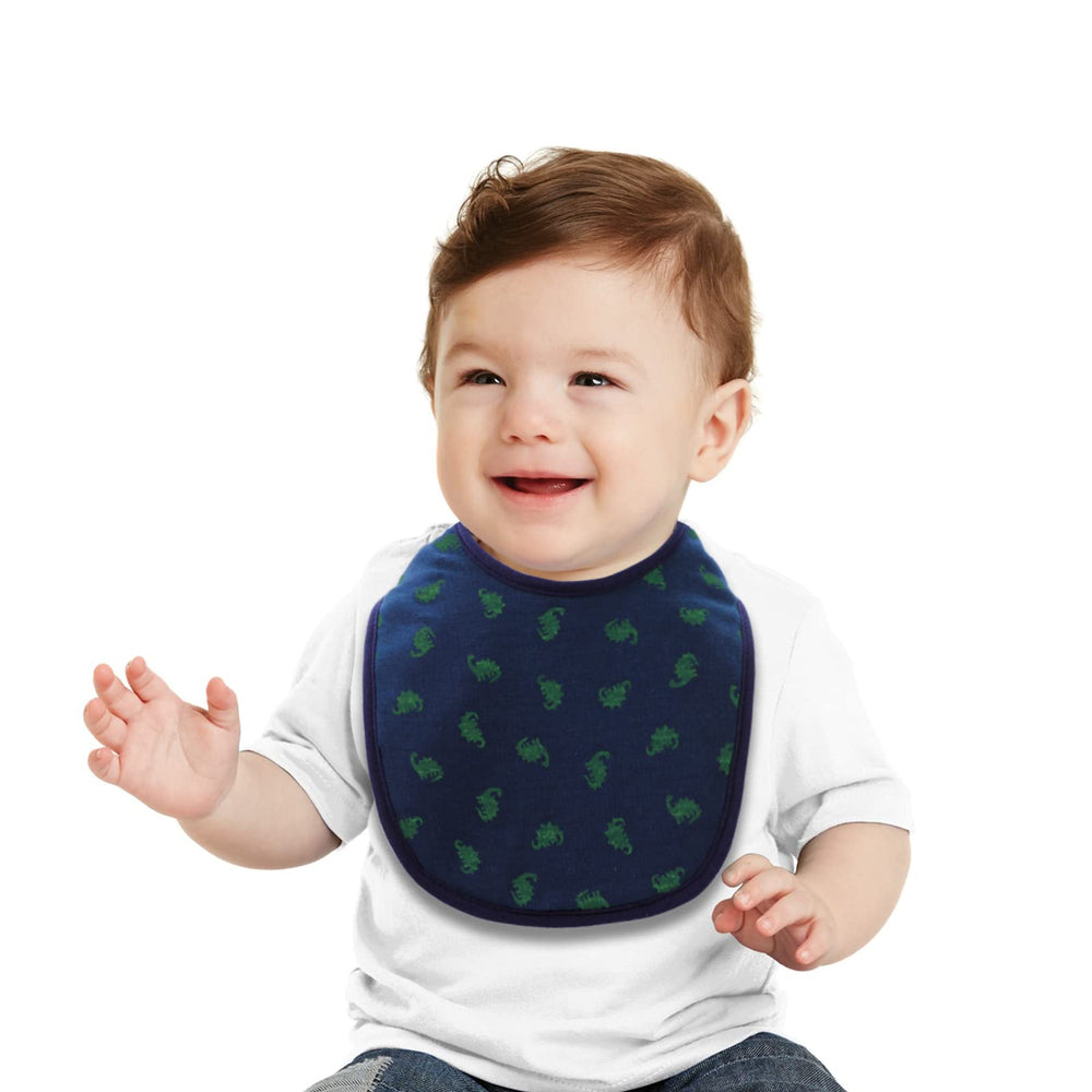 Hakochia baby bib model wearing during feeding in a family meal.