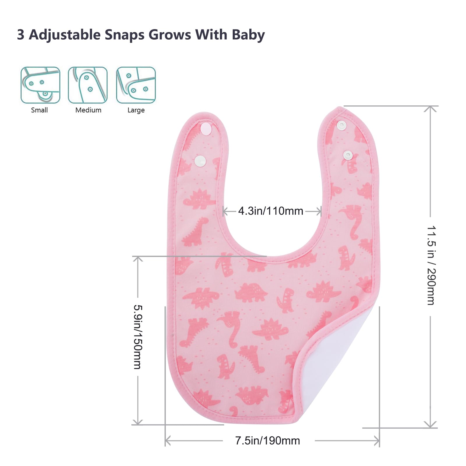 Hakochia bib 4-layer design with water-repellent middle layers.