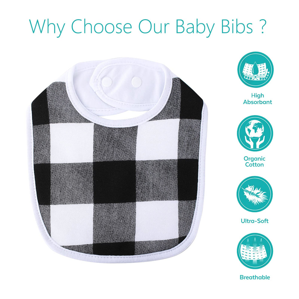 Hakochia four-layer bib close-up with cotton surface and waterproof middle layers