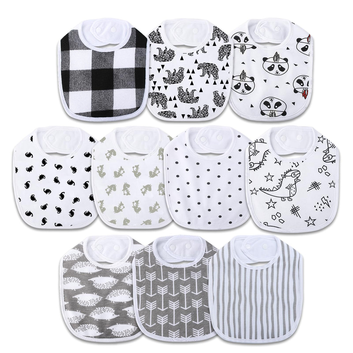 Hakochia waterproof baby bib - front view showing full-coverage design for meals