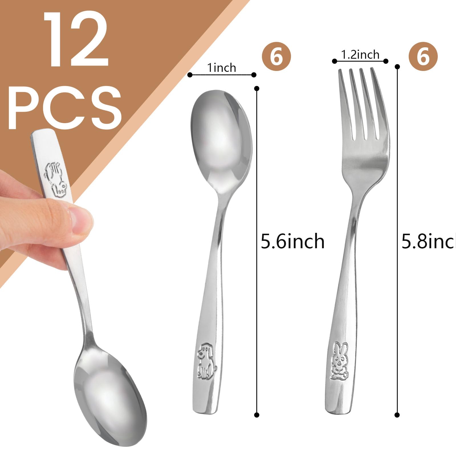 HAKSEN toddler utensils with mirror-polished forks provide safe, comfortable grip.