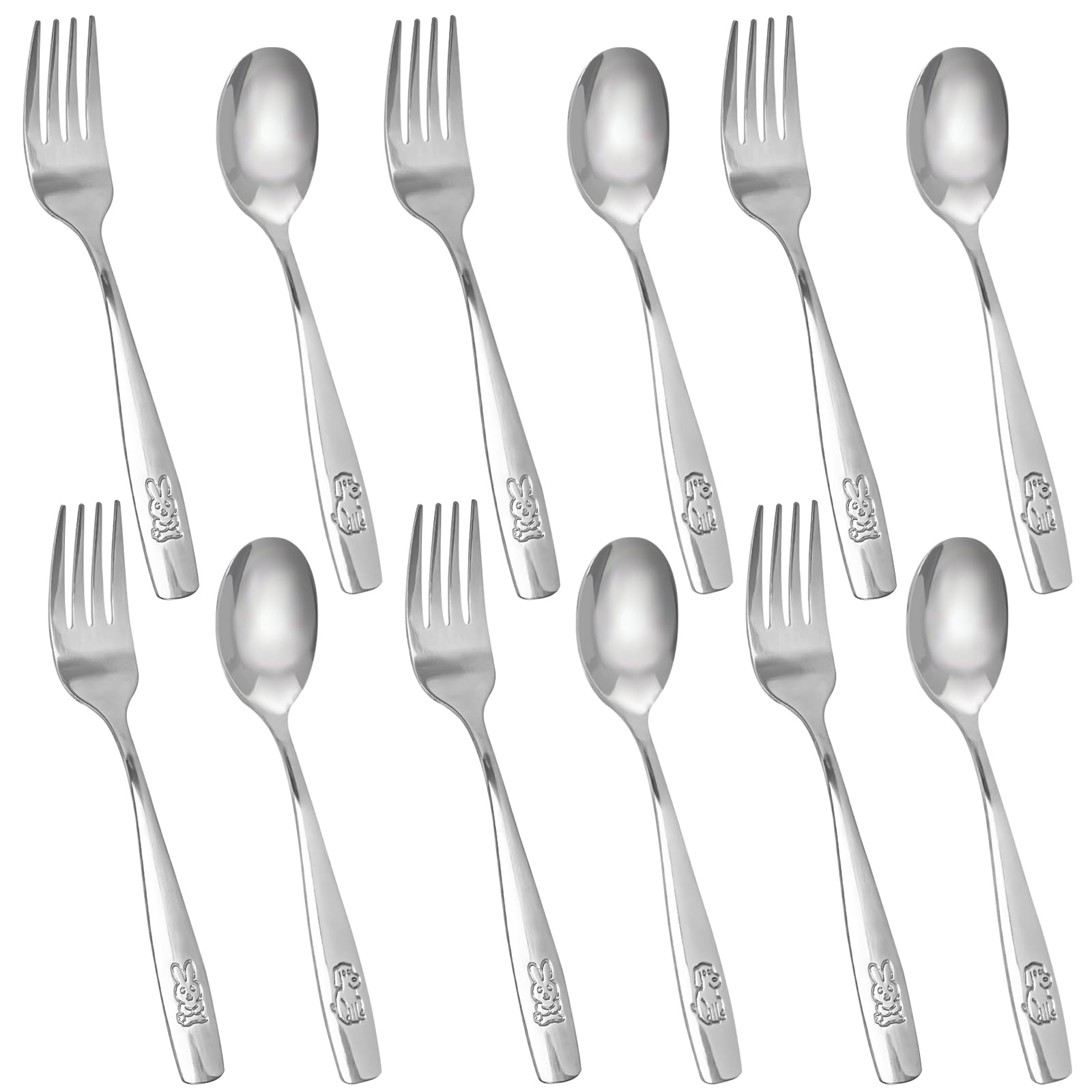 HAKSEN toddler utensils with mirror-polished spoons aid easy self-feeding.
