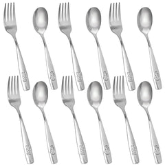 HAKSEN toddler utensils with mirror-polished spoons aid easy self-feeding.