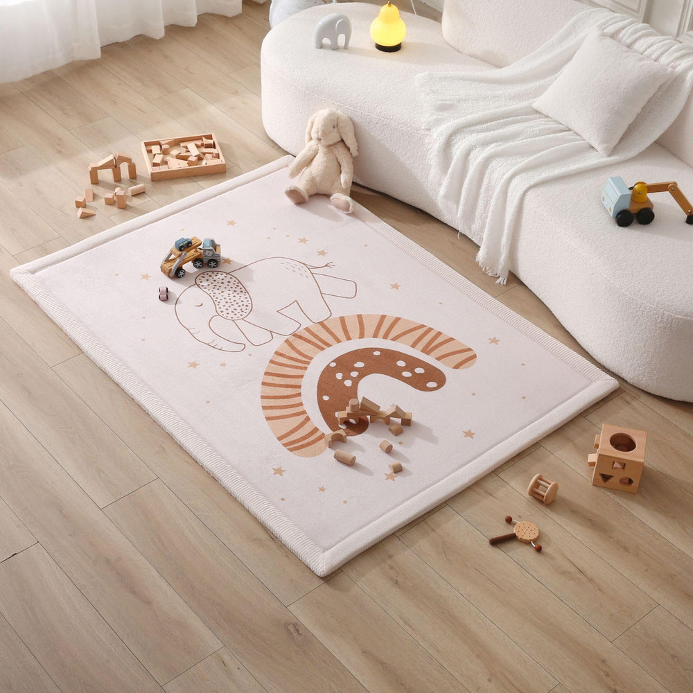 Hakuna Matte pastel nursery decor integration; blends with living room style.
