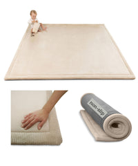 Hakuna Matte Premium Baby Play Mat 60x80 beige, front view, spacious crawling area.