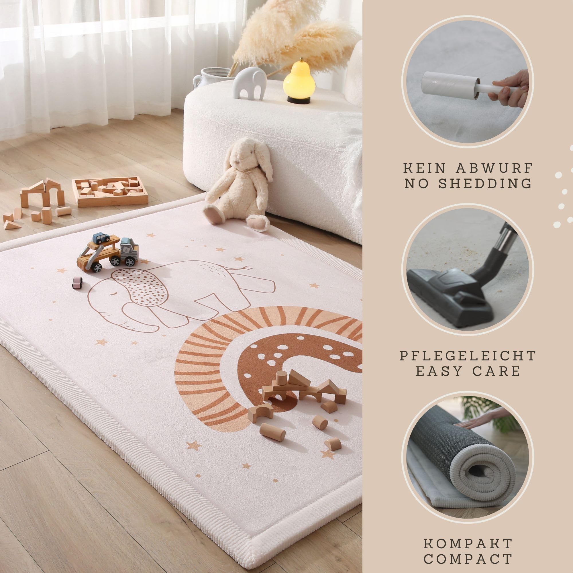 Hakuna Matte rainbow elephant design; modern nursery decor with playful charm.