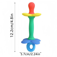 HALAA VAUVA teether-soft-silicone-handle provides comfortable hold for babies.