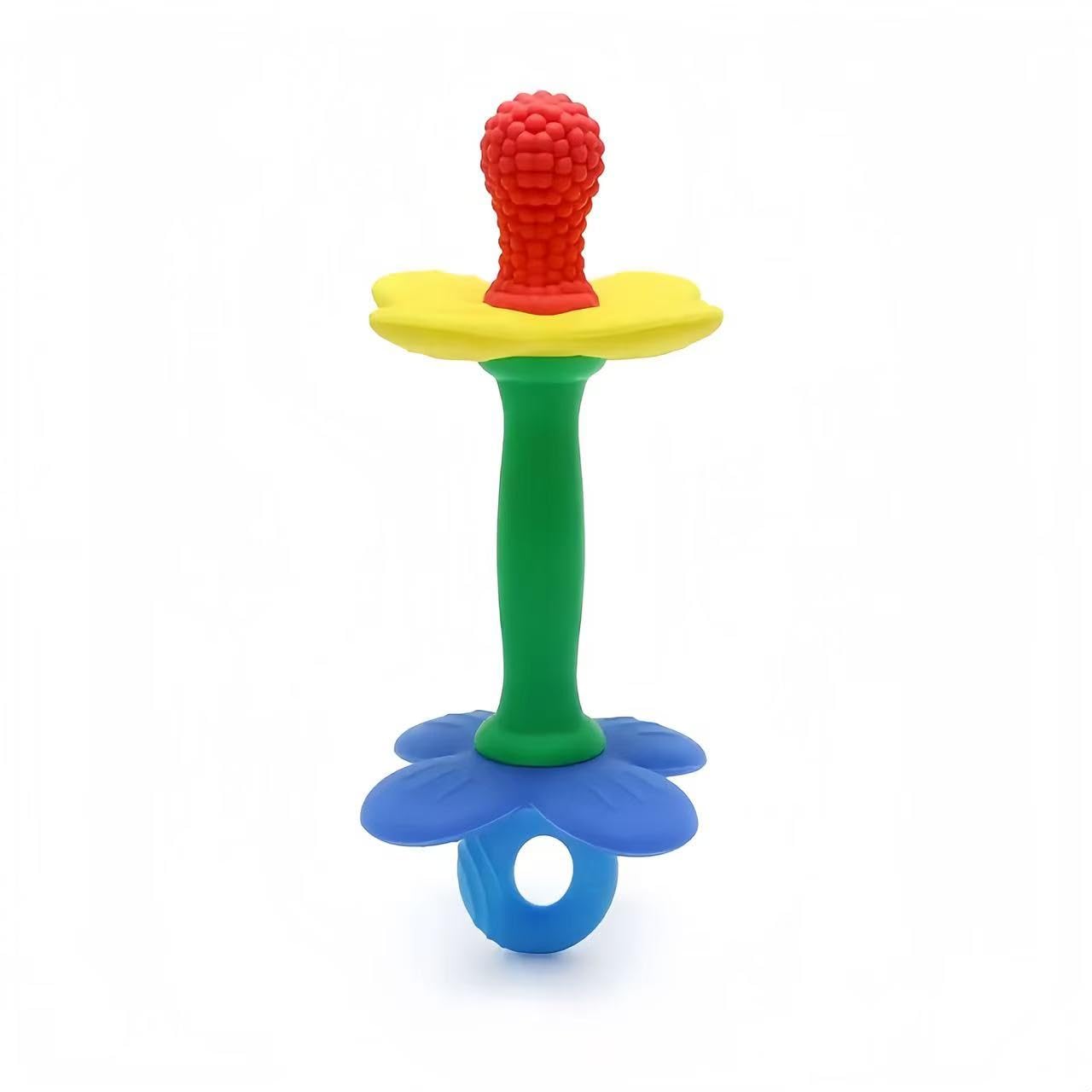 HALAA VAUVA baby teether silicone flower front view promotes easy grip for little hands.