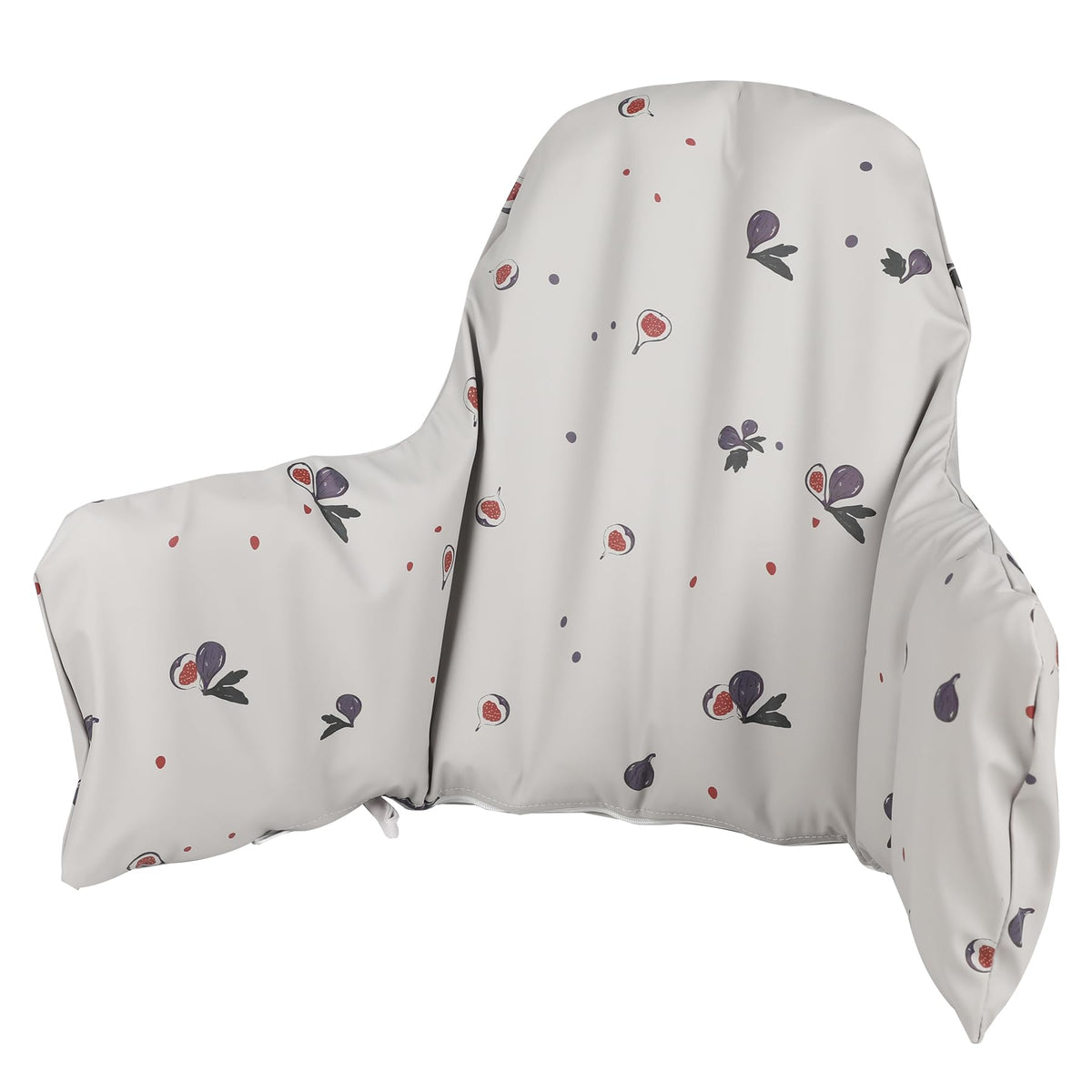 HALAA VAUVA high chair cushion on chair in Fig French Grey protects from spills and scratches