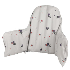 HALAA VAUVA high chair cushion on chair in Fig French Grey protects from spills and scratches