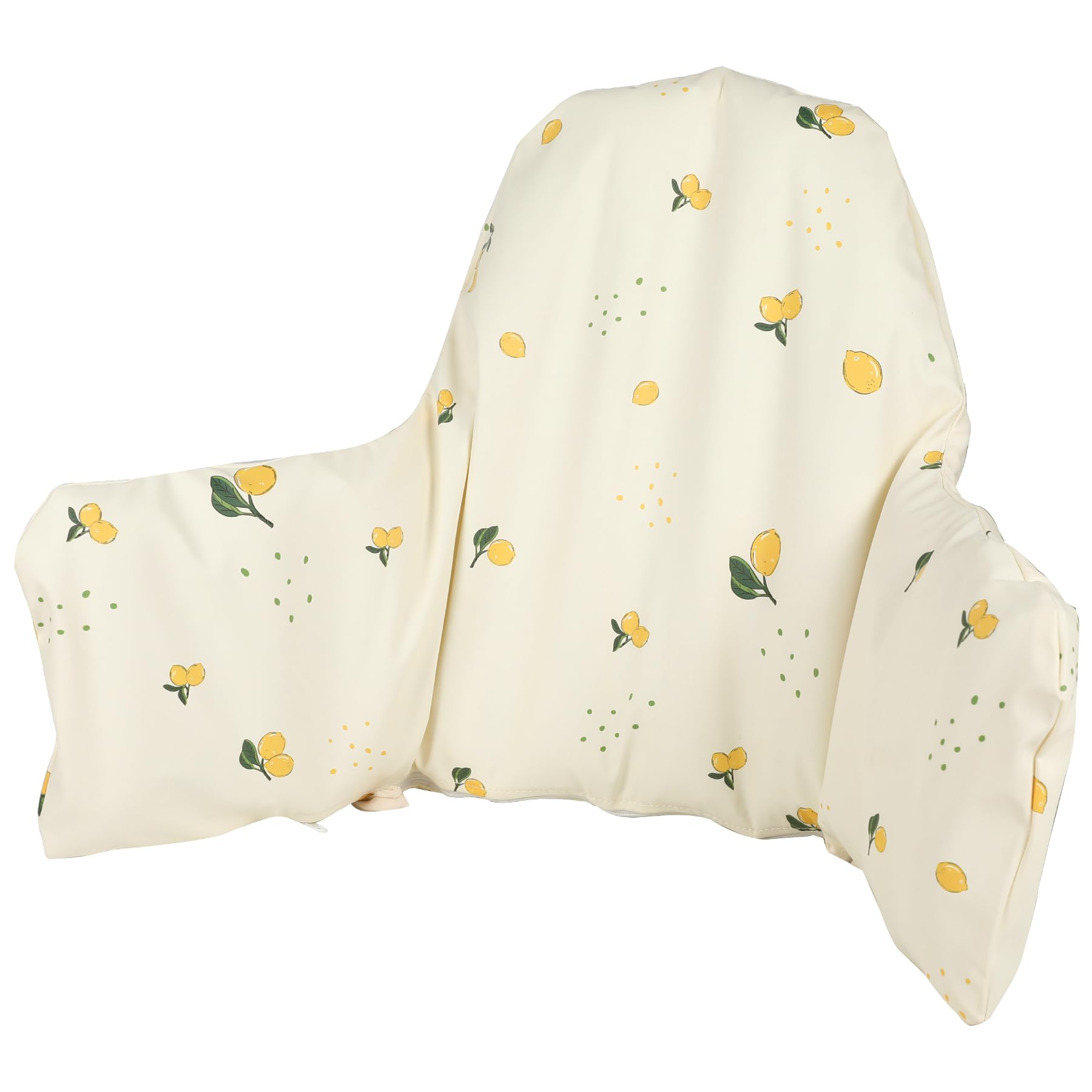 HALAA VAUVA high chair cushion in lemon-white cover protects from spills and stains.