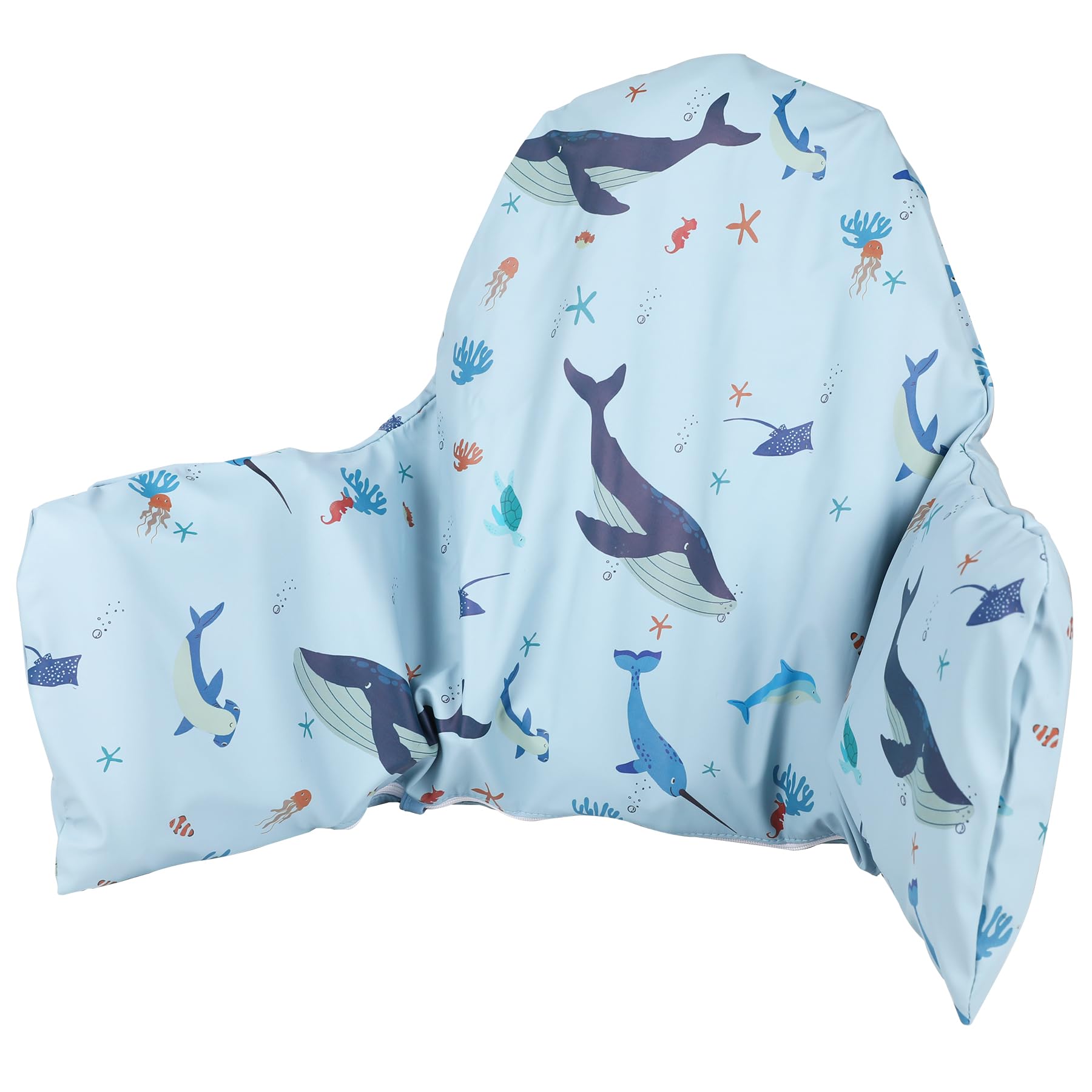 HALAA VAUVA high chair cushion sea blue main view shows spill protection and comfort.