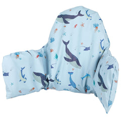 HALAA VAUVA high chair cushion sea blue main view shows spill protection and comfort.