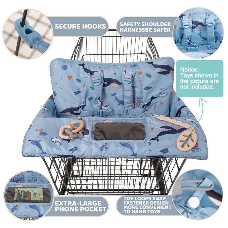 HALAA VAUVA 2-in-1 cover fits carts and restaurant high chairs for meals.