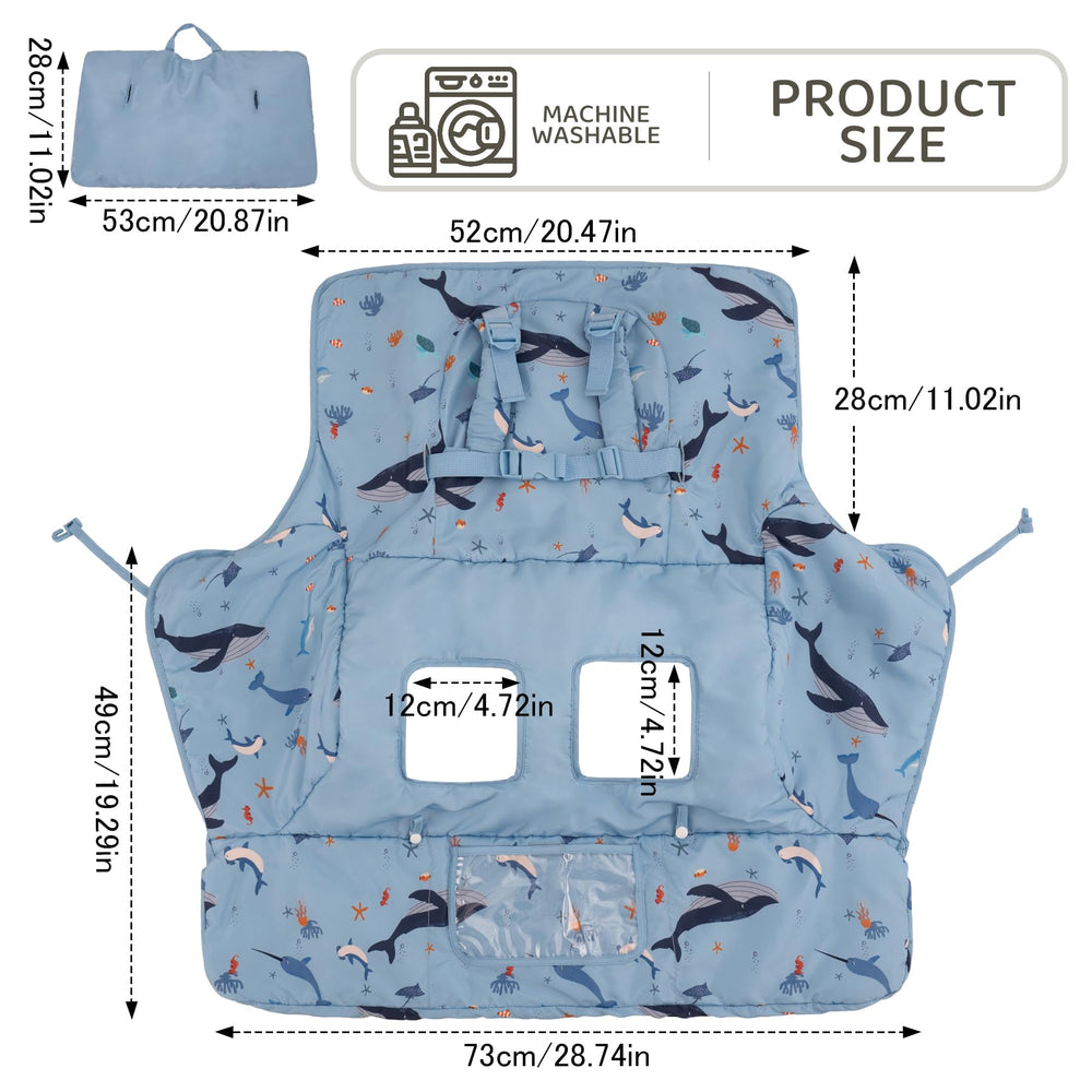 HALAA VAUVA shopping cart cover with harness lid for secure baby seating.