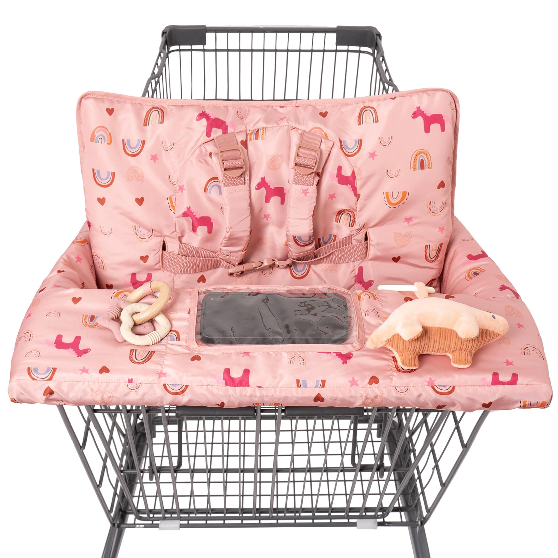 HALAA VAUVA DJ Pink shopping cart cover front view showing 2-in-1 design