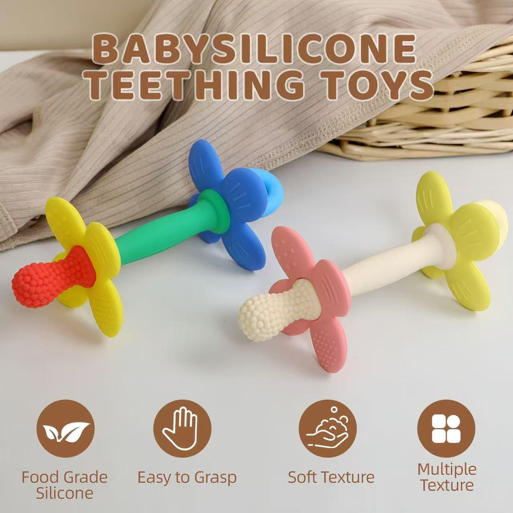 HALAA VAUVA silicone teether easy-grip design for tiny hands.