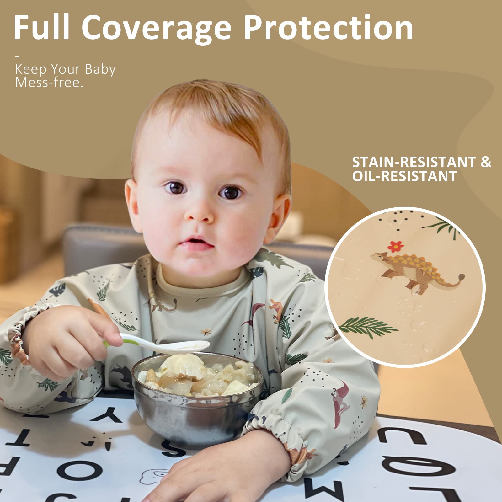 HALAA VAUVA waterproof baby bib keeps clothing clean during messy meals.