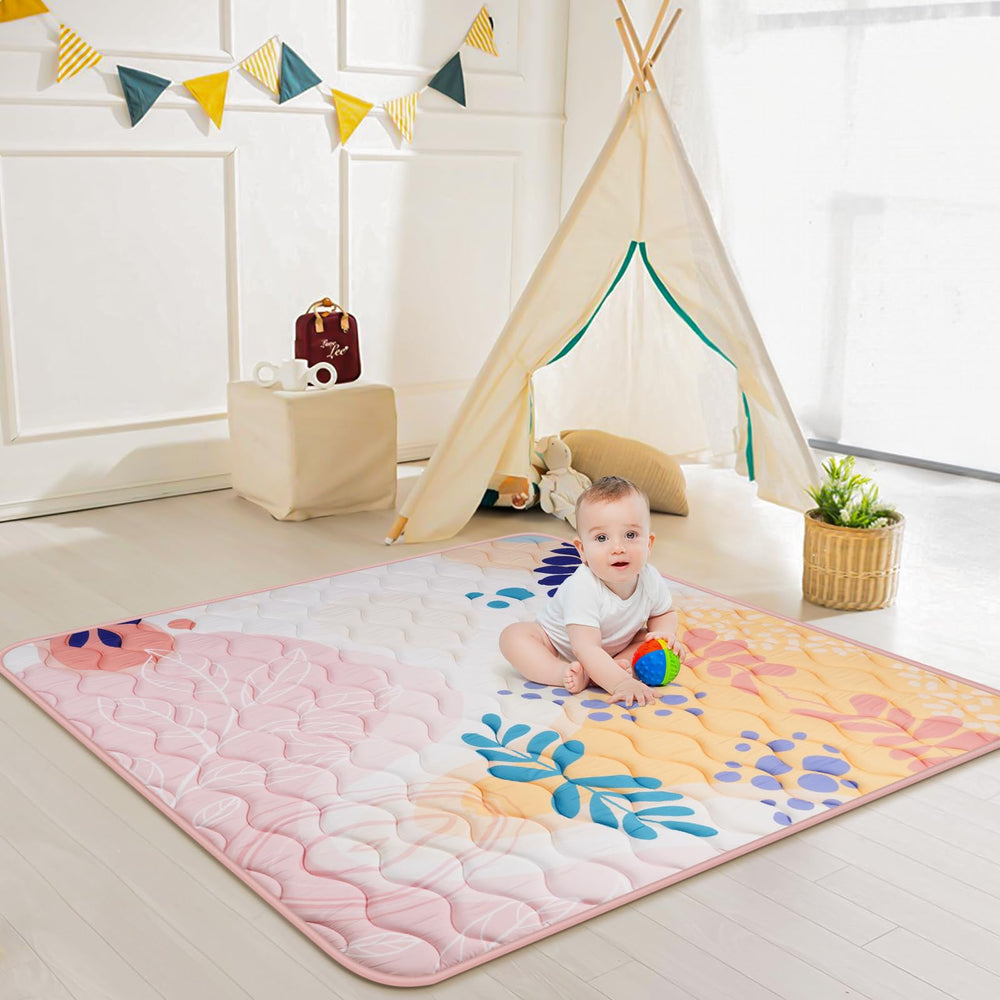 Haleeone mat with vibrant patterns stimulating visual exploration.