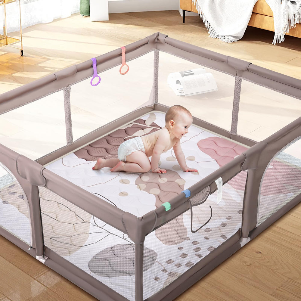 Haleeone baby play mat thick padding cushions knees and elbows during crawls.
