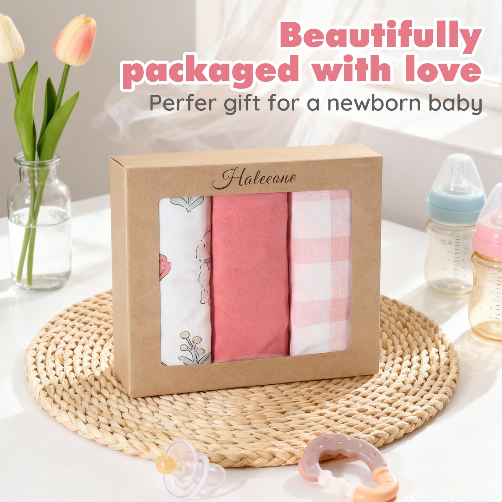 Gift-ready packaging by Haleeone for easy baby shower or new parent gifting.