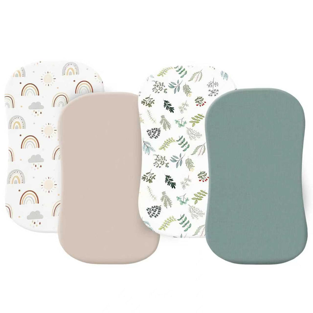 haleeone bassinet sheets mint green folded soft breathable fabric for baby comfort.