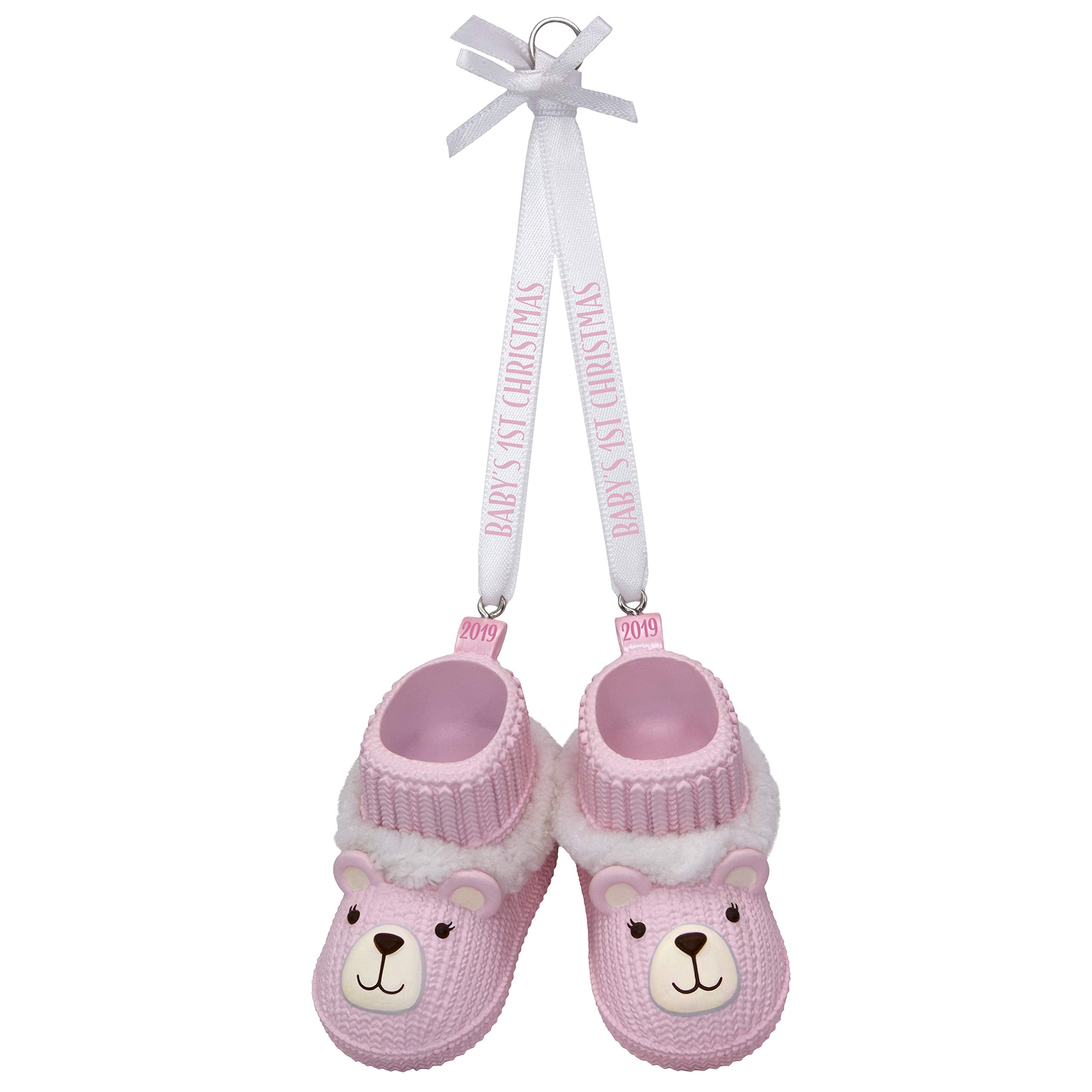 Hallmark baby-girl-first-christmas-ornament pink booties captures precious memories