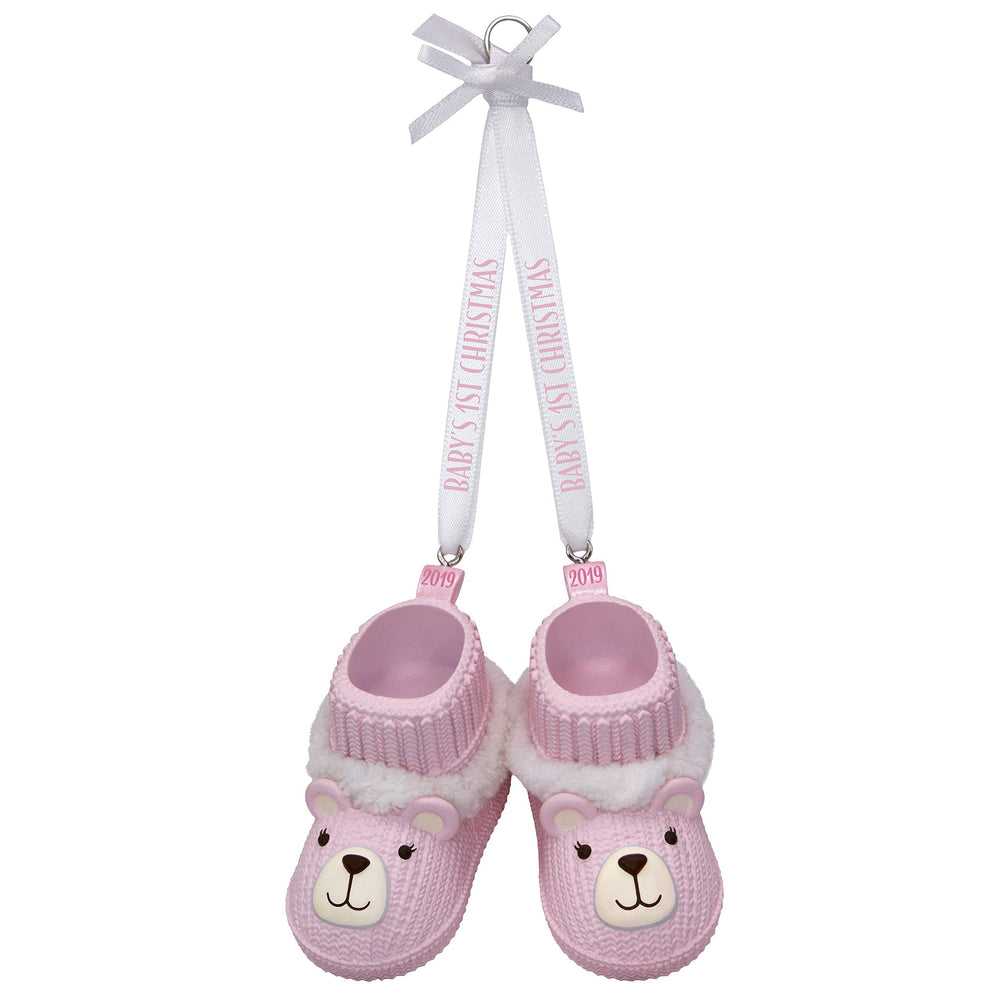 Hallmark baby-girl-first-christmas-ornament pink booties captures precious memories