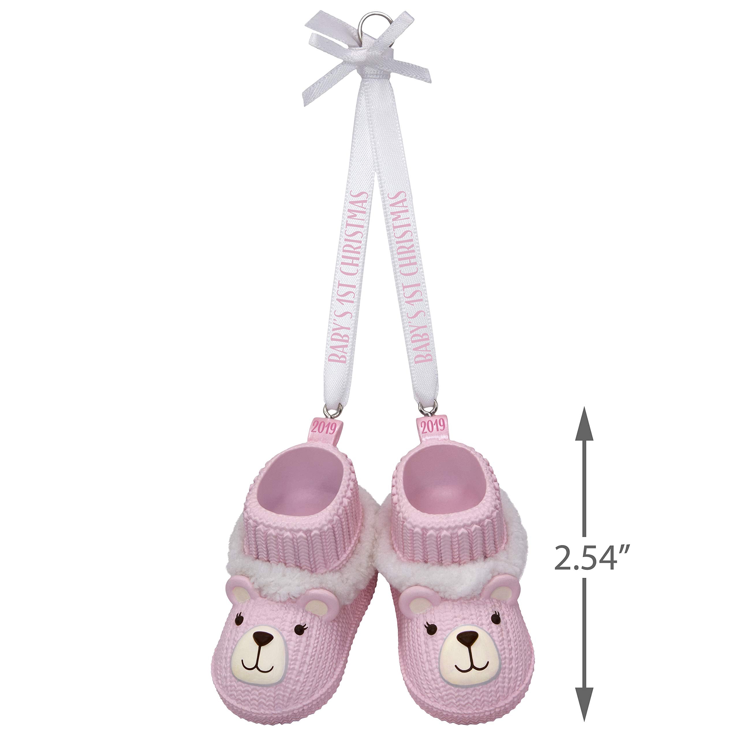 Hallmark pink-bear-faced-booties-detail-ornament showcases playful textures for festive decor
