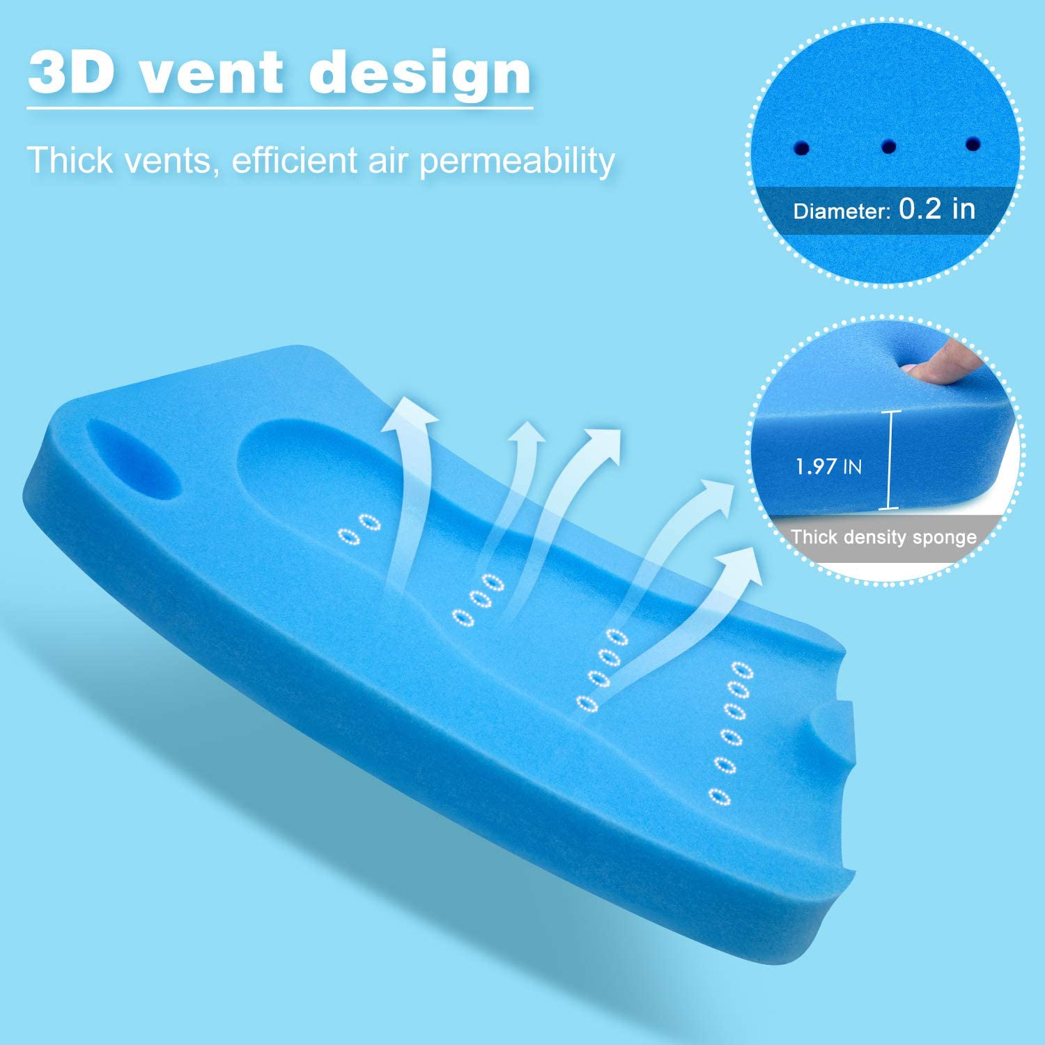 Hallo bath cushion blue slip-resistant surface helps secure baby during baths.