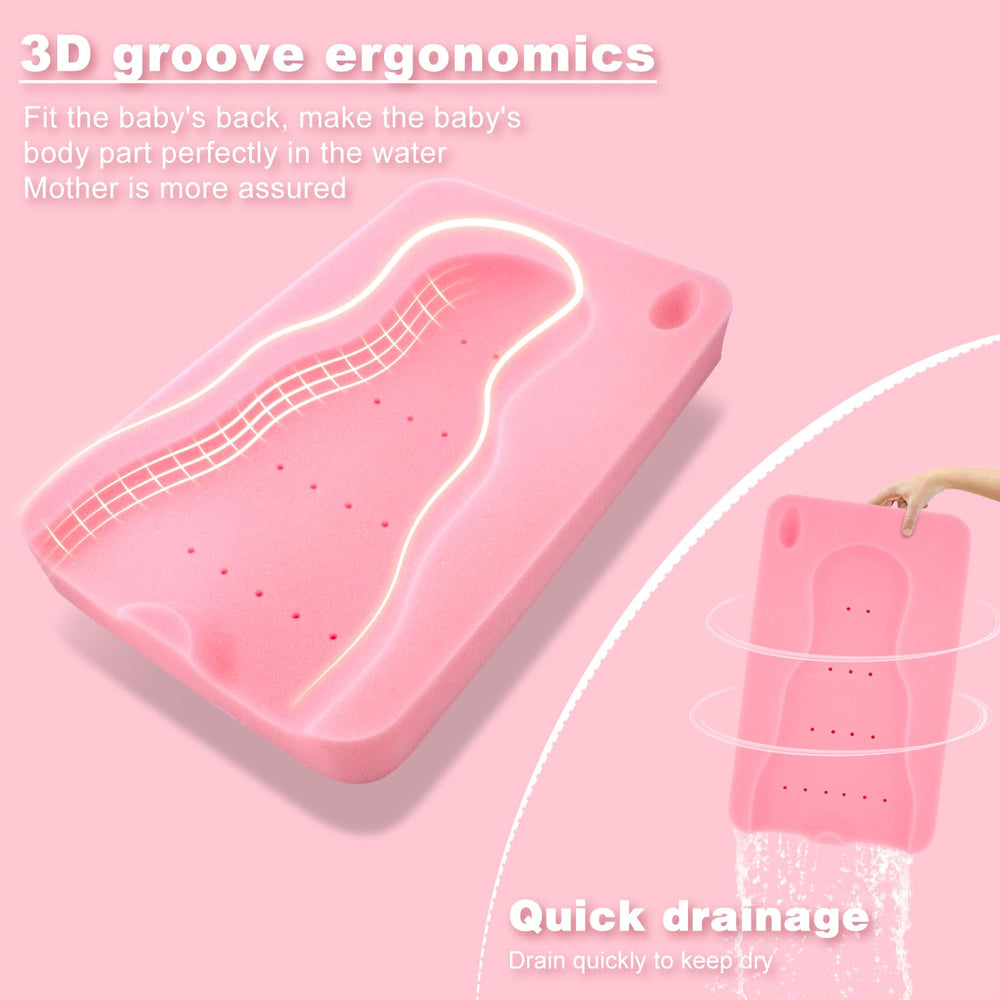 Hallo baby bath sponge pink odor-free material supports fresh bath time.