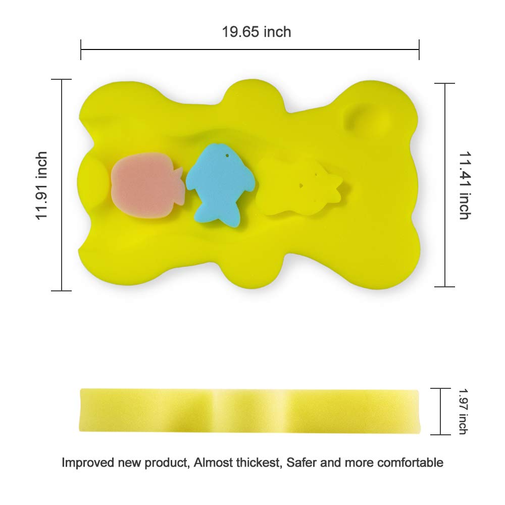 Hallo Soft Infant Bath Sponge yellow side view showing neck support