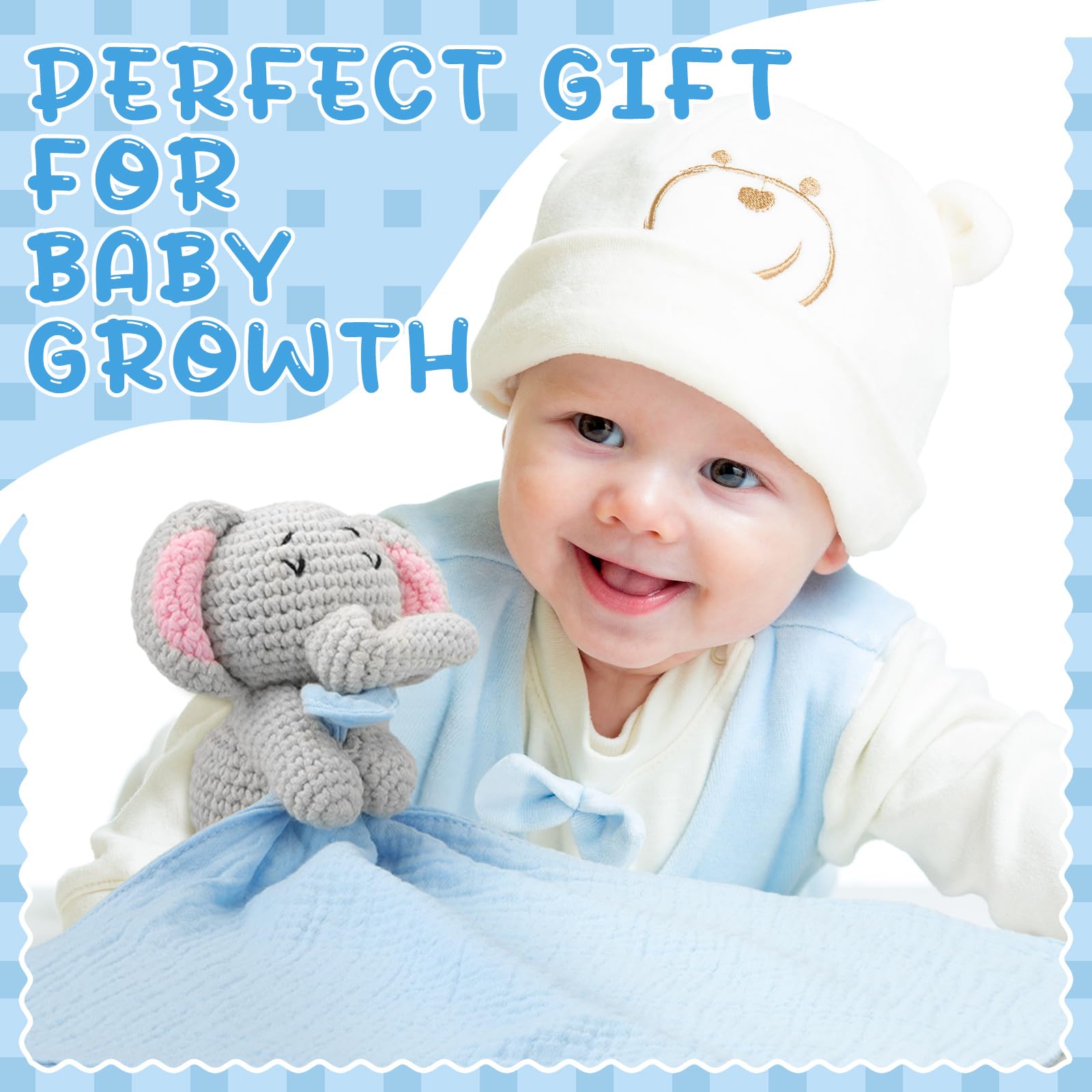 Halloscume Elephant compact-size 27cm square blanket supports easy portability and on-the-go soothing.