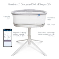 HALO BassiNest auto-soothe technology responds to cries with customizable comfort.